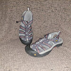 KEEN-Newport H2 Sandals-Waterproof-Gray/Salmon-Sz 9-Excellent